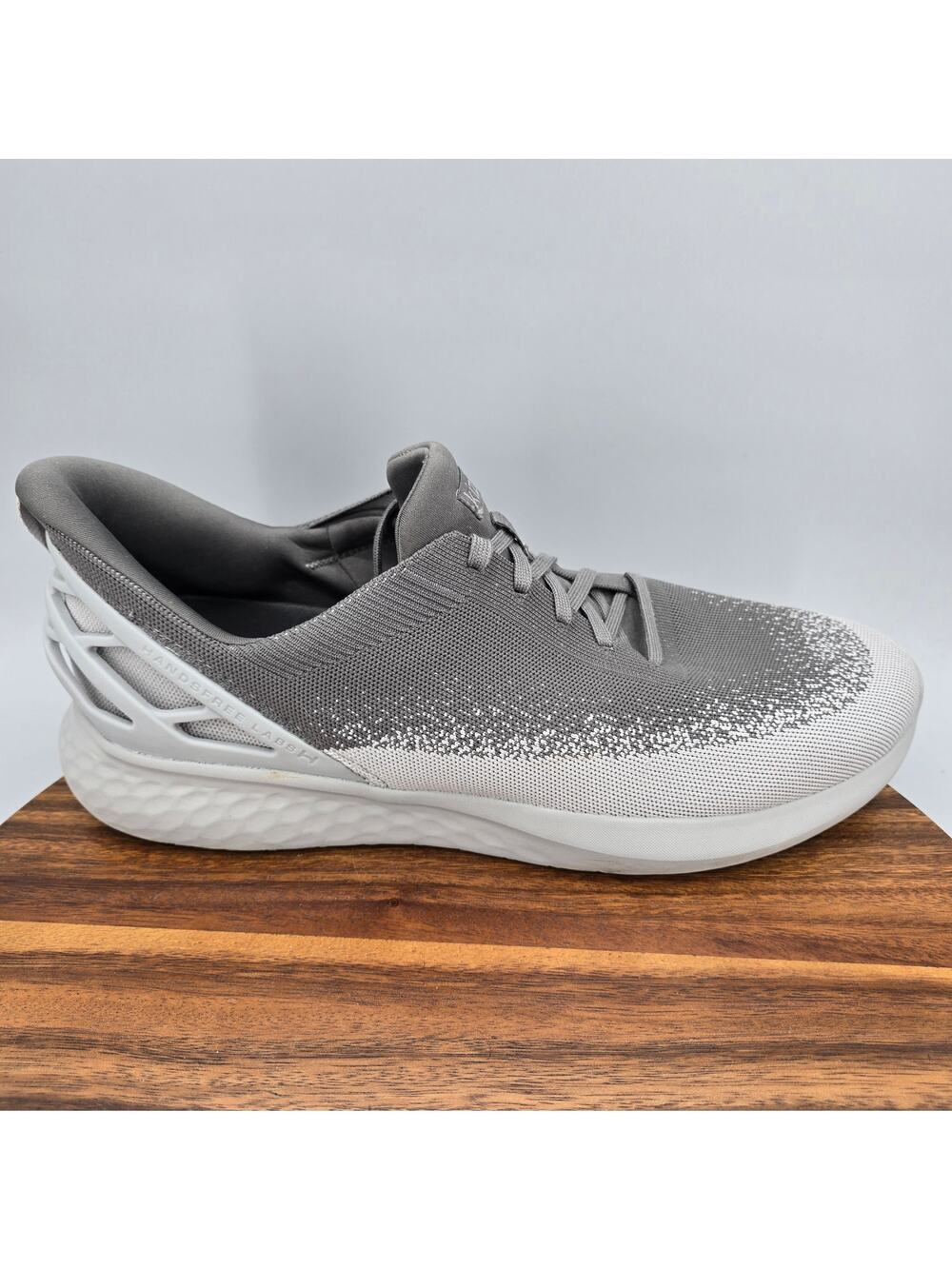 Kizik Athens Shoes Mens 15 M Gray Knit Hands Free Lace Up Athletic Sneakers
